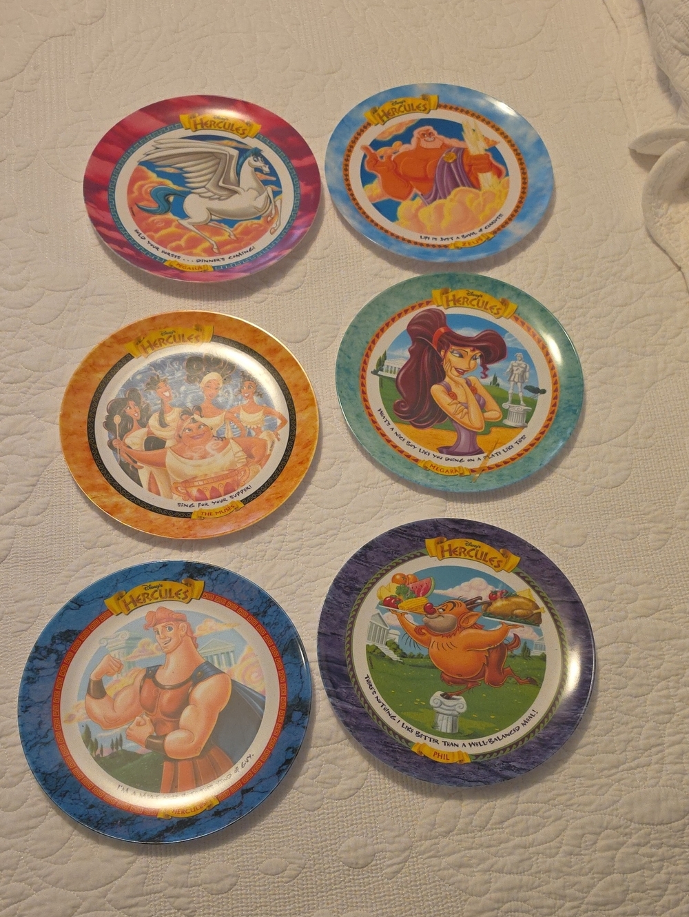 Disney Hercules Collector Plates - Set of 6 (Colorful Character Art) McDonalds